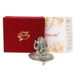 INTERNATIONAL GIFT Grey Textured Ganesh Showpiece With Happy Birthday Tag & Velvet Box-41