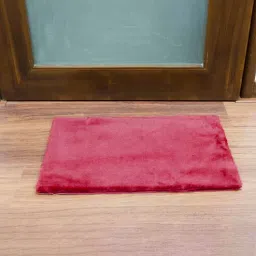 premsons Burgundy Solid Faux Leather 16x24 Inches AntiSkid Bath Mat-picture-5
