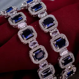 The Pari Set Of 2 Rhodium-Plated American Diamond Stone-Studded Bangles-24