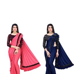 HARIOM FASHION Sequinned Partywear Saree-image-55