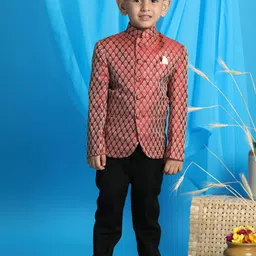 JBN Creation Boys Self Design Slim-Fit Silk Bandhgala Jodhpuri Blazer-picture-34