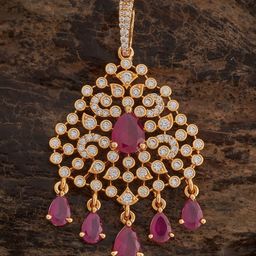 Kushal's Fashion Jewellery Gold-Plated CZ Studded Teardrop Shaped Pendant-17