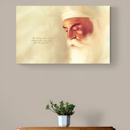 Tushaco Handicrafts Peach & Black Guru Nanak Ji Printed Religious Canvas Wall Art-29