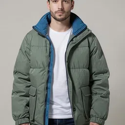 Mast & Harbour Men Solid Mock Collar Long Sleeves Puffer Jacket-picture-24