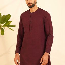 JAYPORE Band Collar Pure Cotton Straight Short Kurta-image-57