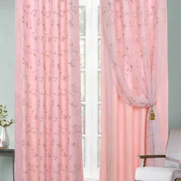 Aura Peach-Coloured & White Ethnic Motifs Window Curtain-23