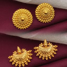 SOLIBELLE Set Of 2 Gold Plated Circular Shaped Studs image 2
