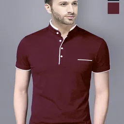 REYA Men Solid Henley Neck Cotton T-shirt-image-52