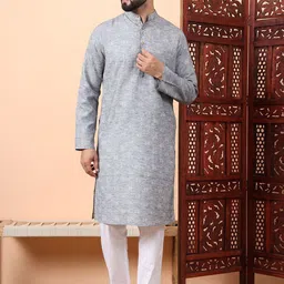 Latest Chikan Garments Geometric Woven Design Mandarin Collar Straight Kurta-image-28