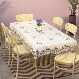 Myntra Elegant Homes Cream-Coloured Floral Cotton 6-Seater Table Cover-image-19