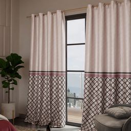Stoa Paris Versailles White & Black Set of 2 Geometric Door Curtains-7