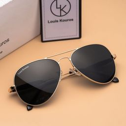 LOUIS KOUROS Unisex Aviator Sunglasses with UV Protected Lens-36