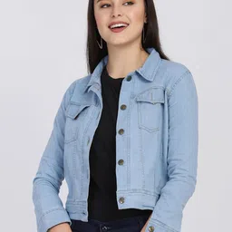 DIMPY GARMENTS Women Lightweight Denim Jacket with Patchwork-image-64
