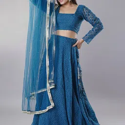 Utsav Fashion Geometric Embroidered Ready to Wear Lehenga With Choli And Dupatta-picture-42