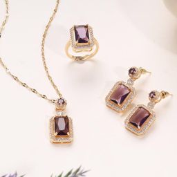 Estailo fashion Gold-Plated Cubic Zirconia Studded Jewellery Set-image-75