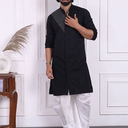 MIDAV Men Embroidered Cold-Shoulder Sleeves Thread Work Summer Sheers Kurta-image-75