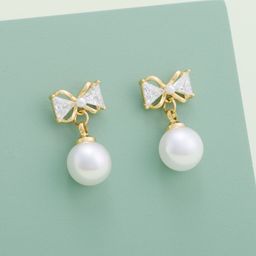 Kushal's Fashion Jewellery Gold-Plated Zircon Spherical Shaped Drop Earrings-picture-13