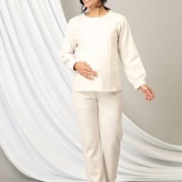 The Mom Store Maternity Round Neck Top With Pyjamas-image-38