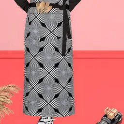 ArtzFolio Black & White Printed Cotton Waist Apron-picture-35
