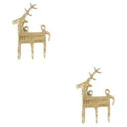 IndianShelf Goldtoned 2 Pieces Brass Deer Motif Wall Hooks-image-76