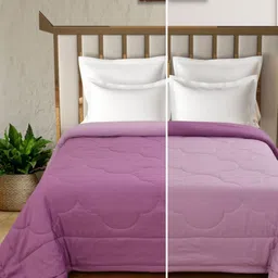 MallowWorld Purple Geometric Microfiber Mild Winter 150 GSM Single Bed Comforter-image-86