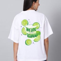 Besick Women Graphic Printed Round Neck Cotton Oversized T-shirt-image-65