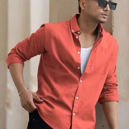 Powerlook Men Solid Spread Collar Cotton Casual Shirt-image-83