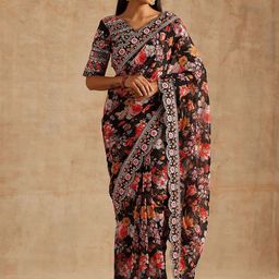 Panzora Floral Embroidered Pure Georgette Saree-picture-11