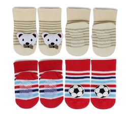 NESKA MODA 6 To 12 Months Baby Set Of 2 Pair Cotton Anti Slip Face Ankle Socks/ Booties-image-46
