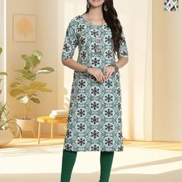 HERE&NOW Women Pack of 2 Ethnic Motifs Printed Daily Straight Kurtas-image-110