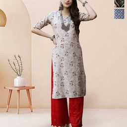 7Threads Selection Of 3 Floral Printed Round Neck Straight Kurta-picture-46