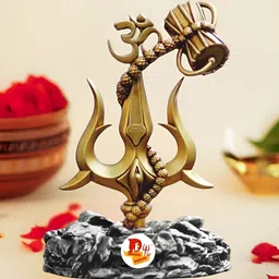 DARIDRA BHANJAN Brown Trishul Damru Idol Showpiece-image-65