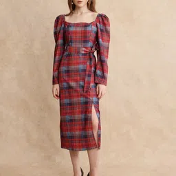 RAREISM Women Checked A-line Midi Dress-18