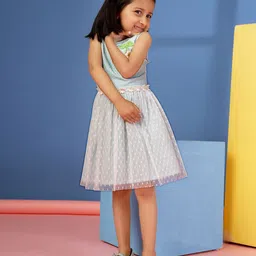 Budding Bees Girls Striped Fit & Flare Midi Dress-image-68