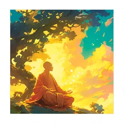 RANDOM Yellow & Green Zen Meditation Canvas Wall Art-image-85