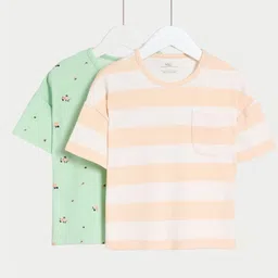 Marks & Spencer Girls 2 Striped Pockets T-shirt-image-98