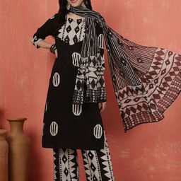 Anouk Women Embroidered Regular Thread Work Pure Cotton Kurta with Trousers & Dupatta-27