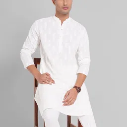 indus route by Pantaloons Abstract Printed Mandarin Collar Cotton Kurta-image-2