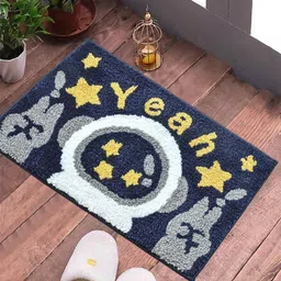 Myntra Elegant Homes Blue & White Abstract Printed Anti-Skid Doormat-29
