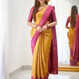 AMRUTKALA SAREES Zari Border Banarasi Saree-picture-27