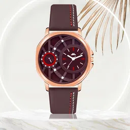 Shocknshop Men Brass Dial & Leather Straps Analogue Watch MT48-99