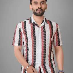 Metronaut Men Regular Fit Cuban Collar Textured Casual Shirt-image-96