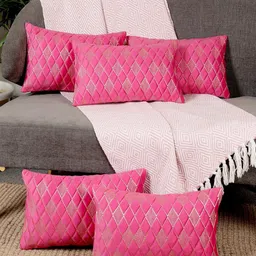 Designer Rectangle Cushion Covers 12x18 Set of 5 | Premium Velvet Sofa Throw Pillow Covers | Stylish Modern Home Dcor | Rani Color-21