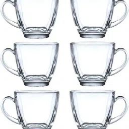 Pack of 6 Glass 145ml Transparent Glass Tea Cup Set for Coffee, Tea, Milk - White-image-11