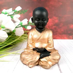apka mart Copper Toned & Black Buddha Figurine Showpiece-image-98
