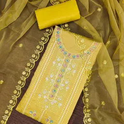SAINOOR Embroidered Pure Silk Semi-Stitched Dress Material-image-47
