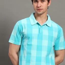 GET GOLF Men Checked Polo Collar Tropical T-shirt-image-65