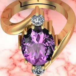 Sidharth Gems 8.25 Ratti 7.25 KT Silver Plated Amethyst Ring-34
