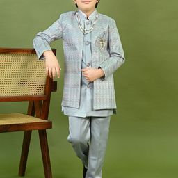 BT DEZINES Boys Embroidered Sequined Sherwani Set-image-19