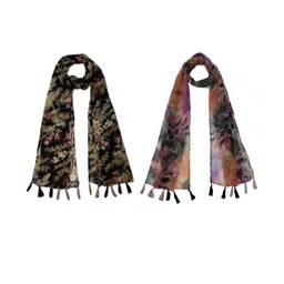StoleVilla Women's Printed Designer Chiffon Stoles and Scarf (Multicolor) - Pack of 6-12